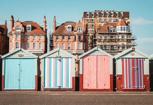 Colourful beach huts on Brighton and Hove seafront